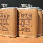 FLASKS - Leather & Assorted Colors.  Make GREAT Gifts - perfect for Groomsmen & Bridesmaid Gifts!